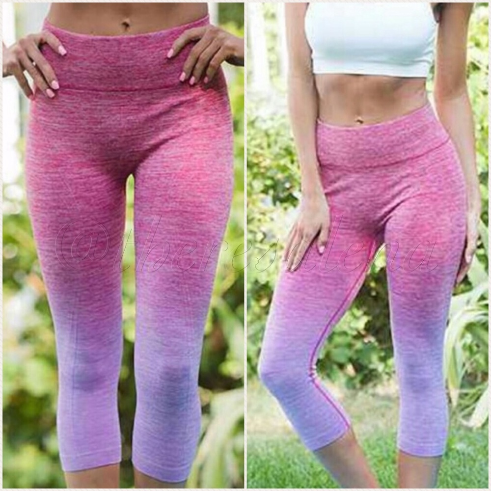 SALE! ❤️Flattering Summer womens Peppered ombré dyed cropped Capri leggings
